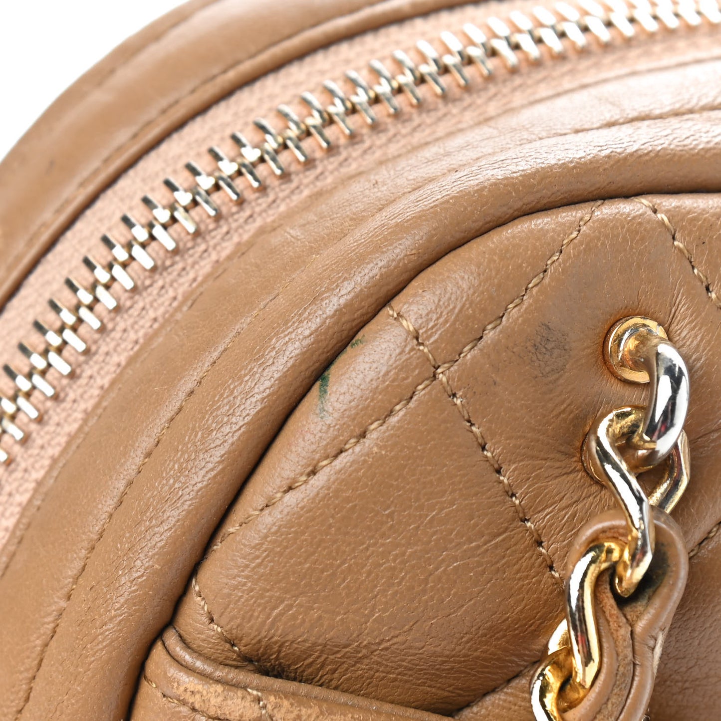 Lambskin Quilted Camera Case Beige