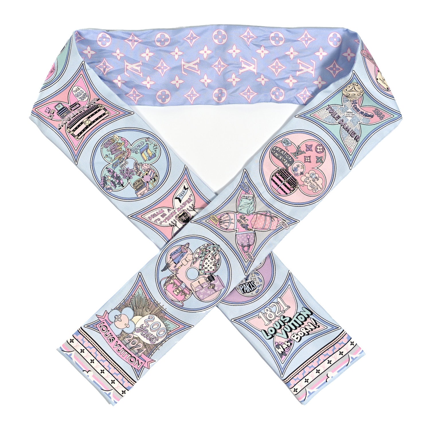 Louis Vuitton Silk Monogram Louis In A Comic Bandeau Bleu 1 of 4