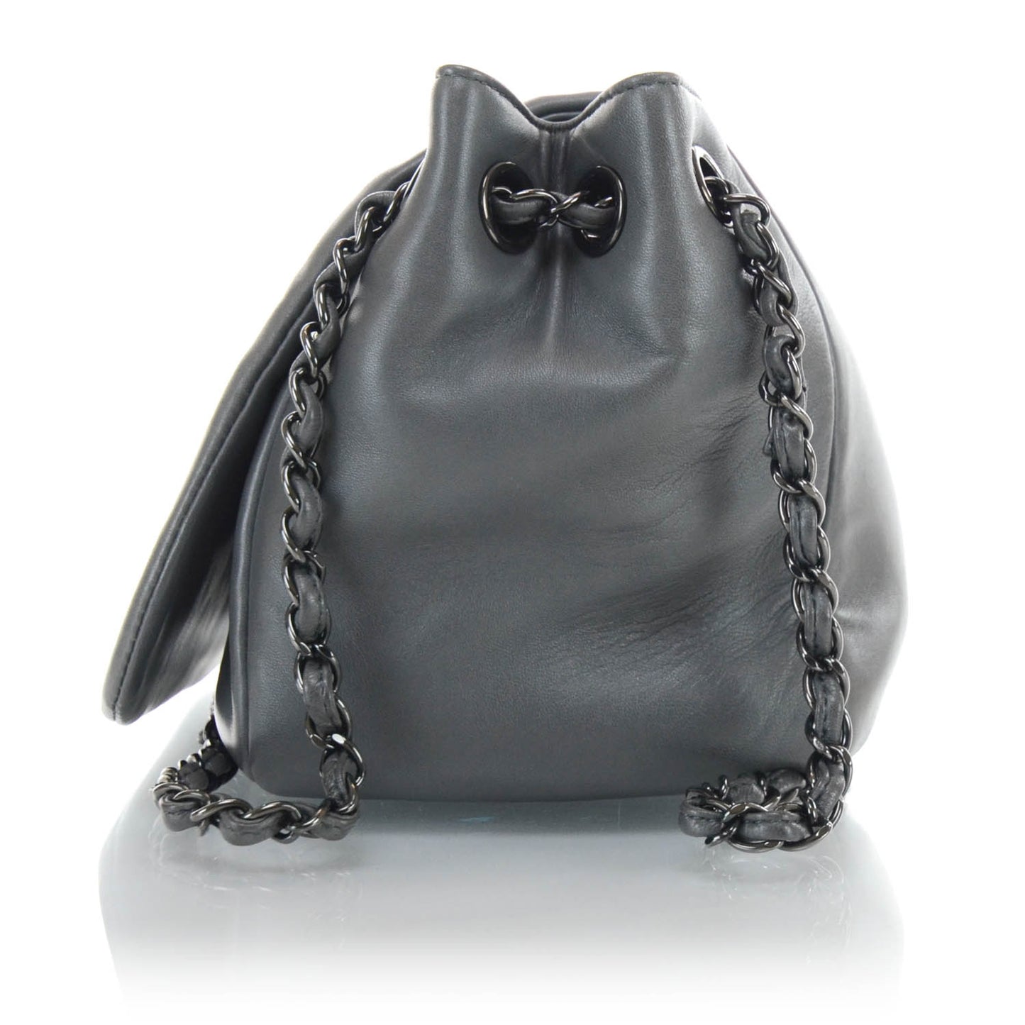 Lambskin Studded Flap Gray