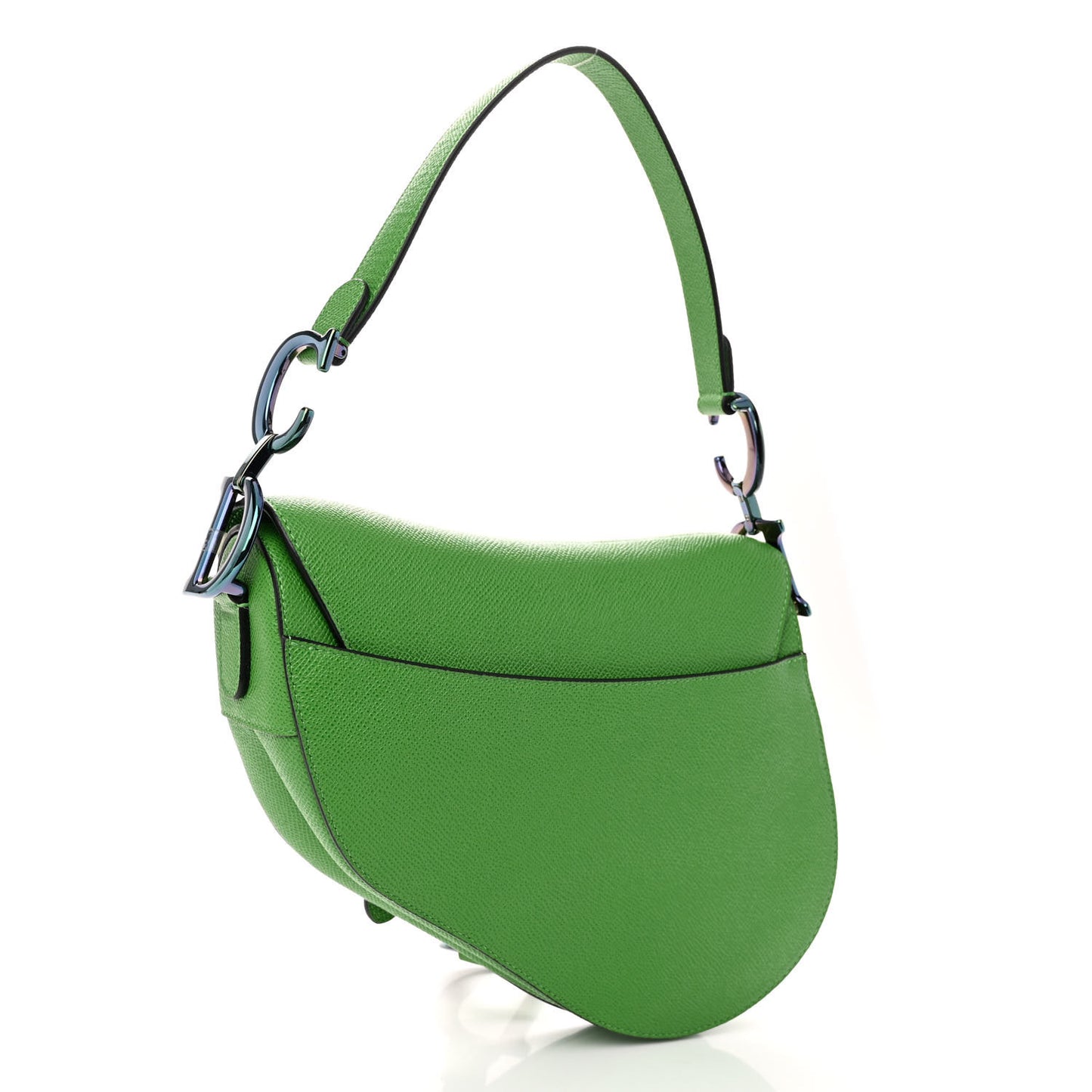 Grained Calfskin Saddle Bag Green