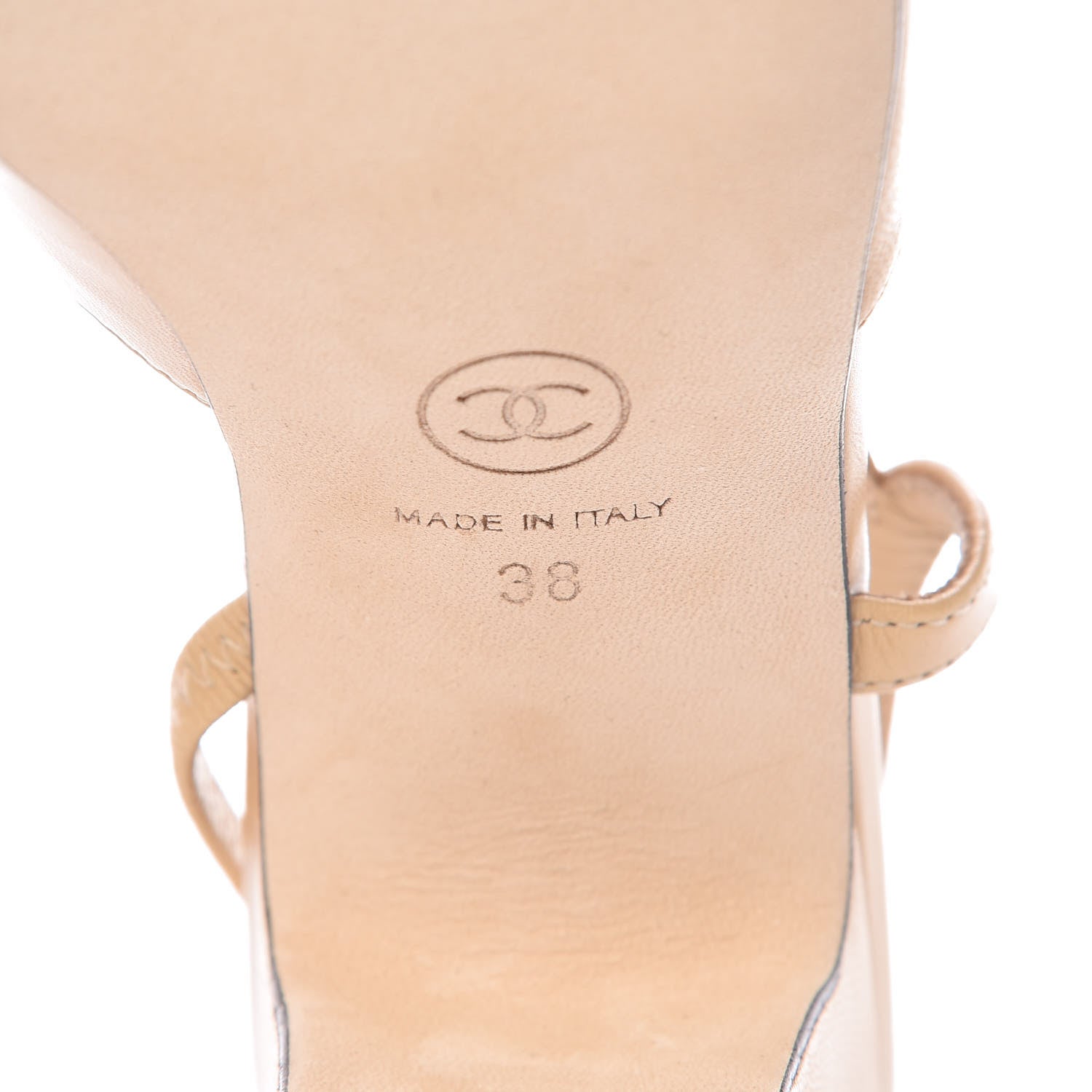 Chanel Goatskin Grosgrain Cap Toe CC Slingback Pumps 38 Beige Black 6 of 8
