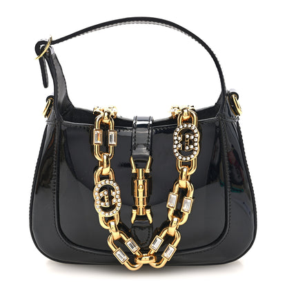Gucci Patent Mini Jackie 1961 Crystal Hobo Black 1 of 9