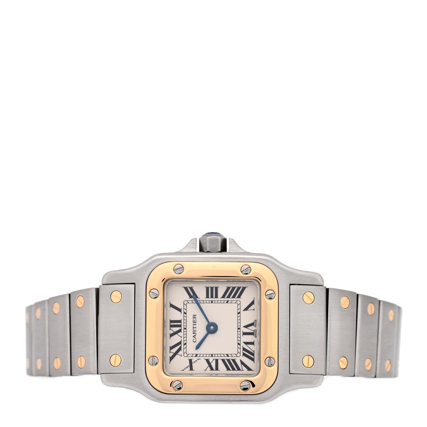 Stainless Steel 18K Yellow Gold 24mm Santos De Cartier Galbee Quartz Watch