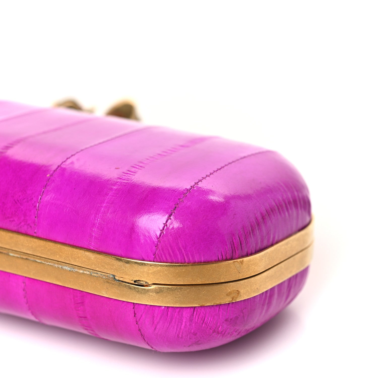 Alexander McQueen Eel Skull East West Knuckle Box Clutch Violet Magenta 8 of 8