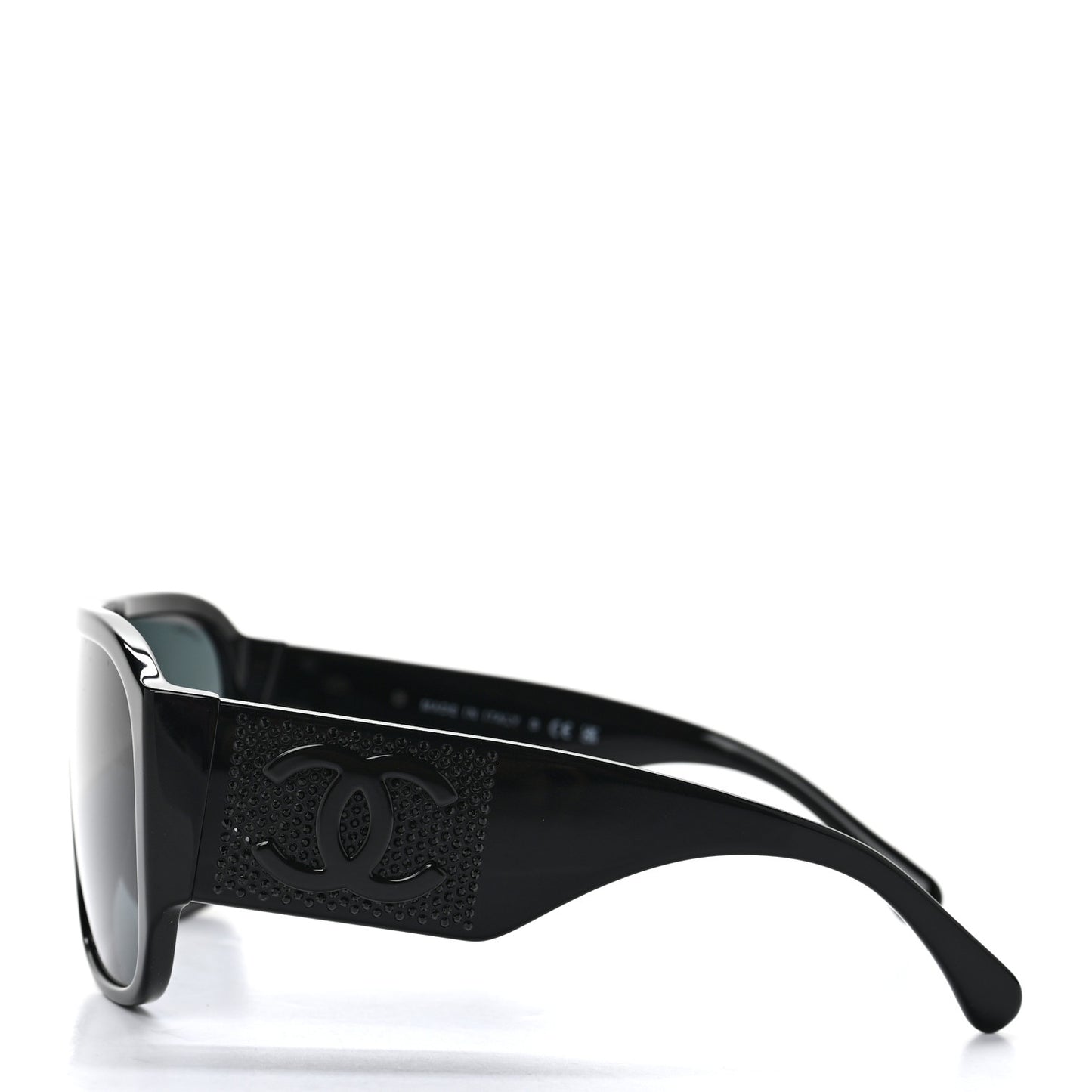 Acetate Crystal CC Shield Sunglasses 5466-B-A Black