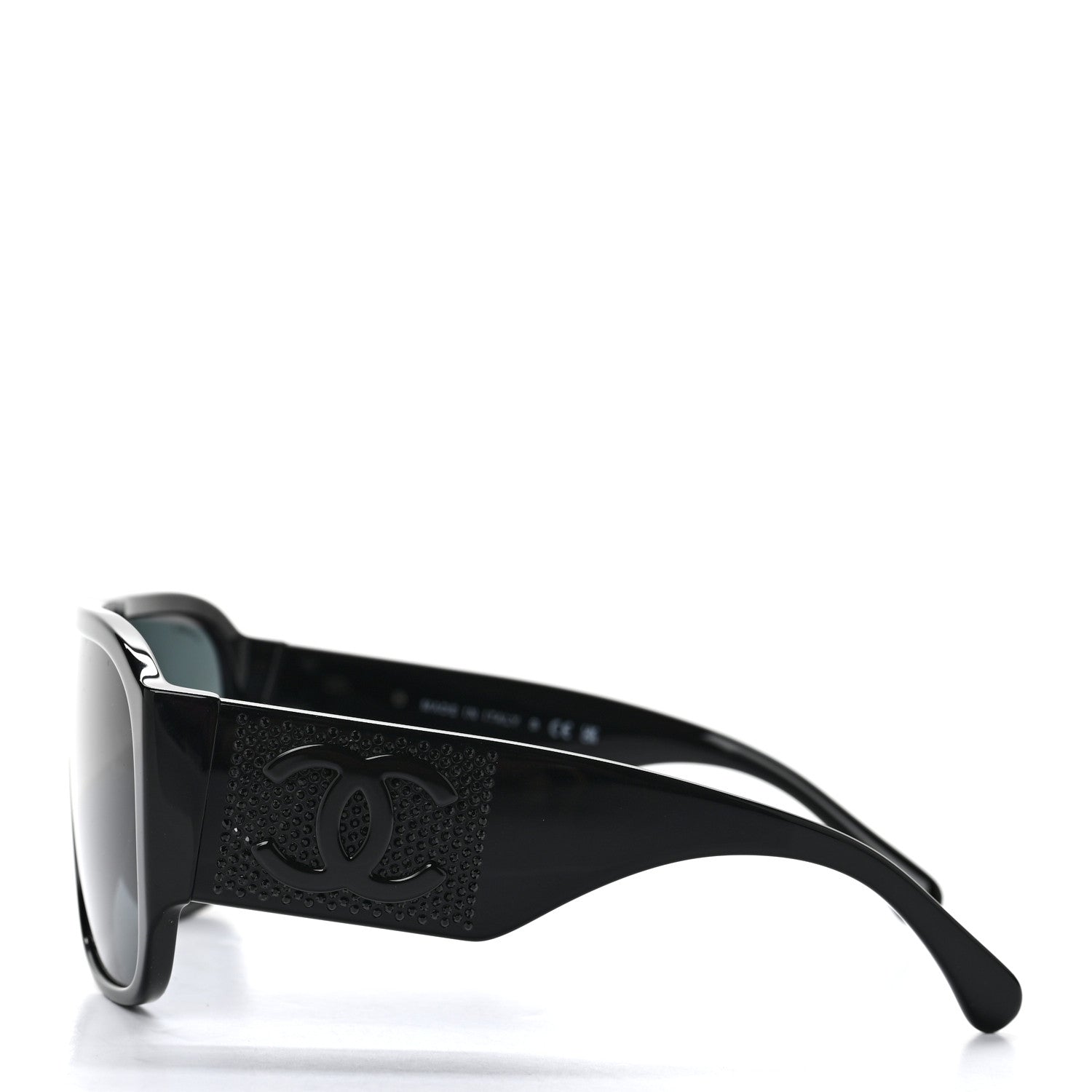 Chanel Acetate Crystal CC Shield Sunglasses 5466-B-A Black 3 of 7