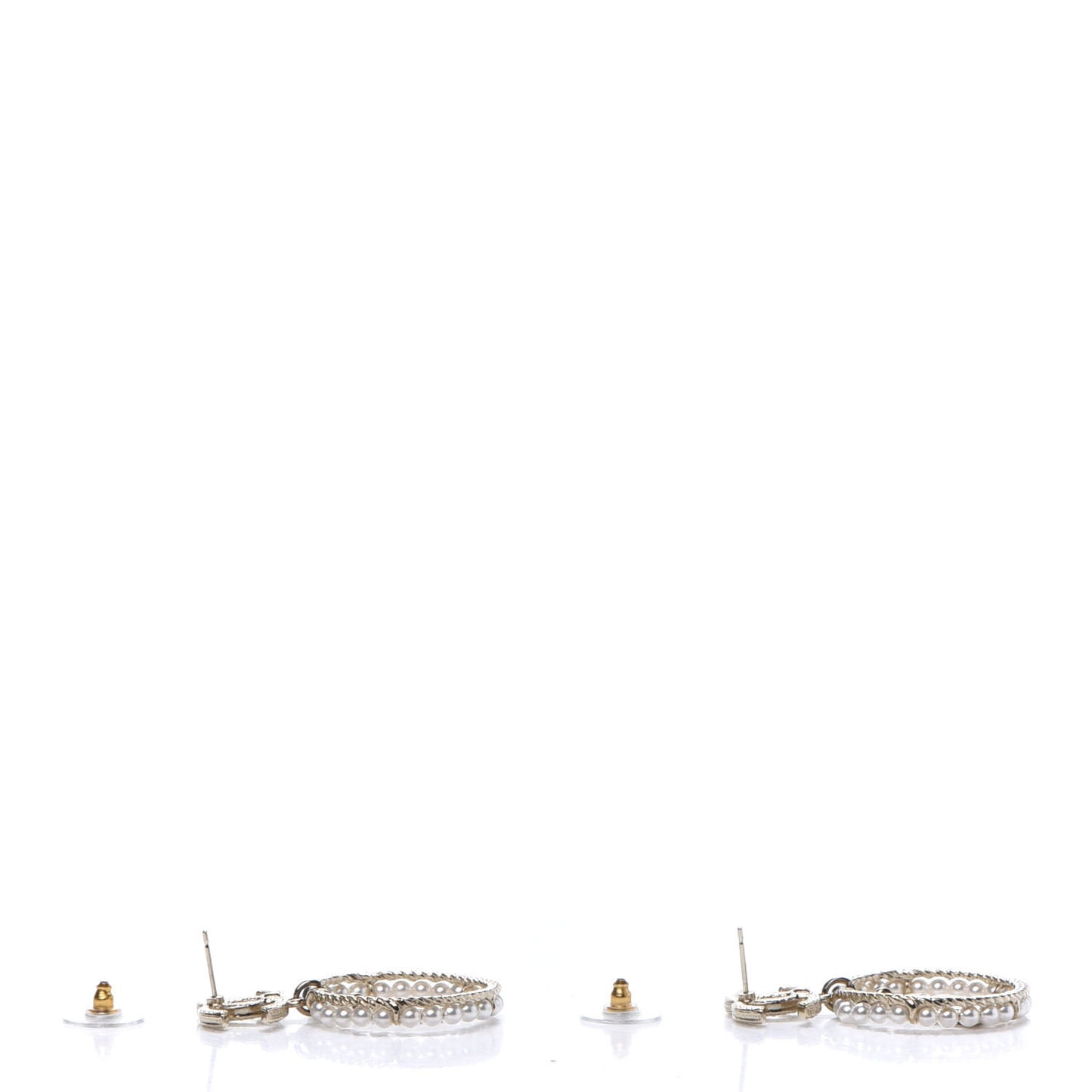 Crystal Pearl Charms CC Drop Earrings Gold