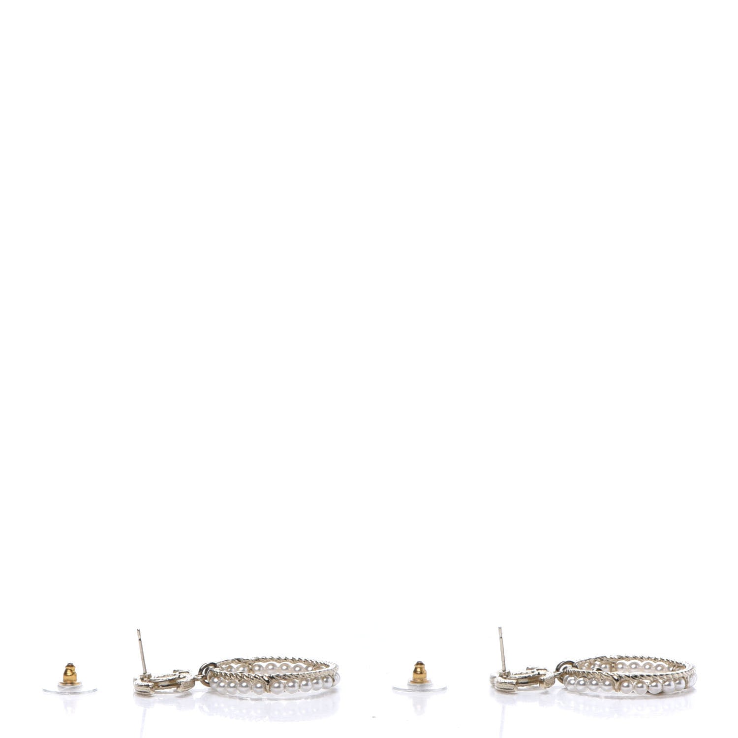 Chanel Crystal Pearl Charms CC Drop Earrings Gold 4 of 5