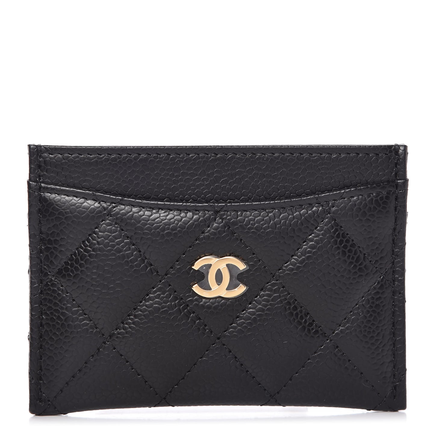 Caviar Quilted Card Holder Black