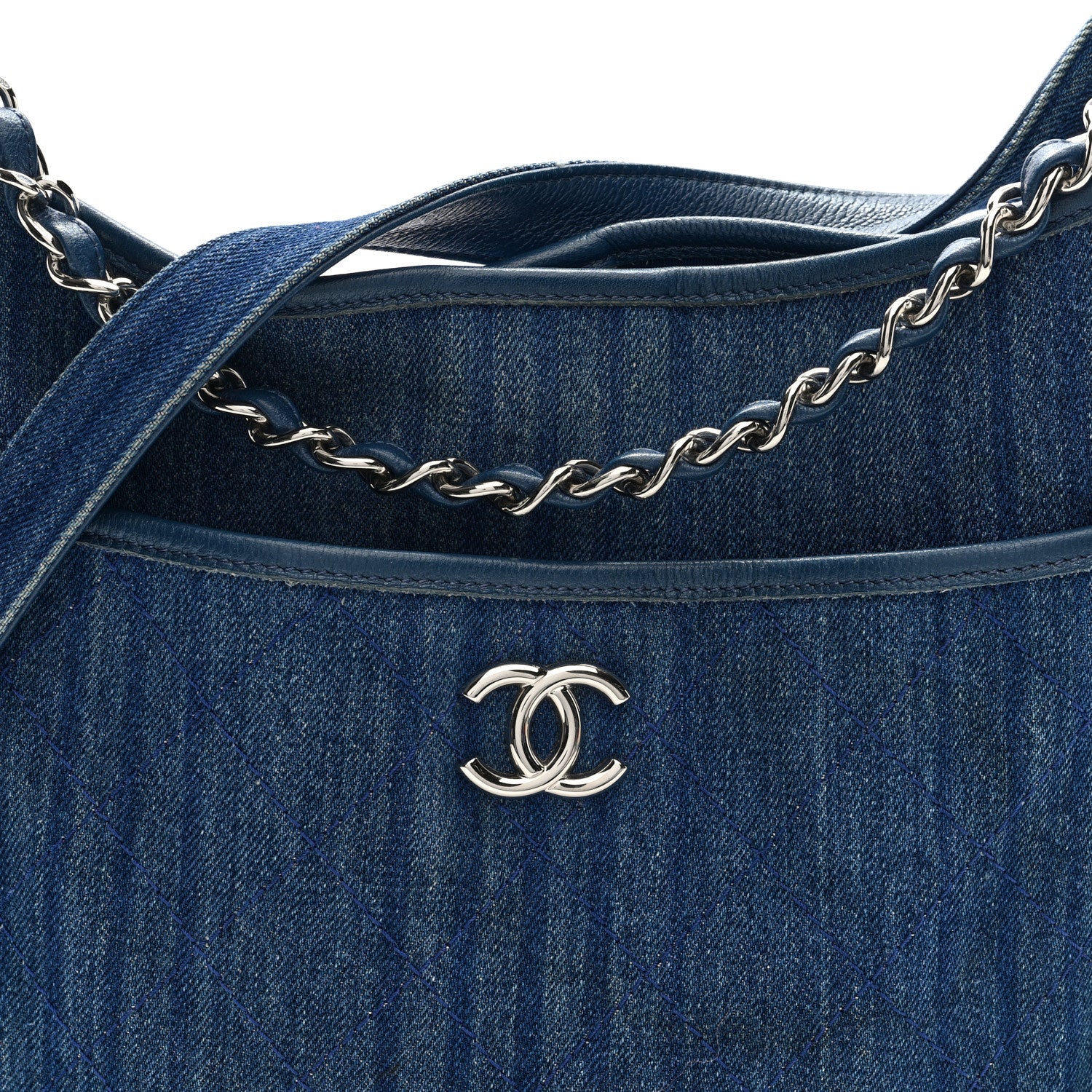 Chanel Denim Quilted Jungle Stroll Hobo Bag Blue 14 of 19