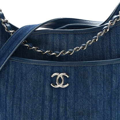 Chanel Denim Quilted Jungle Stroll Hobo Bag Blue 14 of 19
