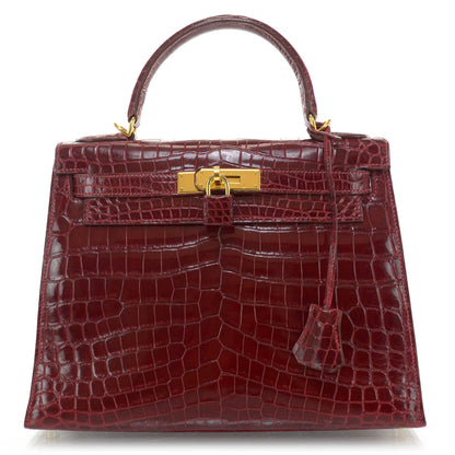 Hermes Shiny Niloticus Crocodile Kelly 28 Rouge H 2 of 10