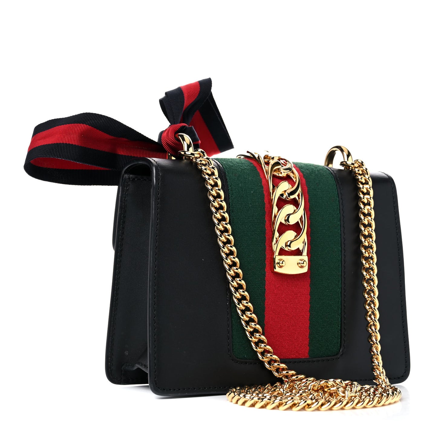 Calfskin Mini Sylvie Chain Shoulder Bag Black