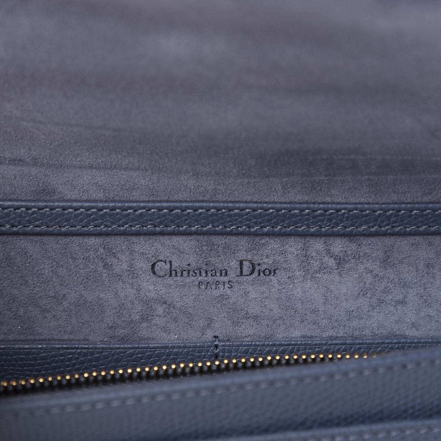 Grained Calfskin Diorama Wallet on Chain Pouch Denim Blue