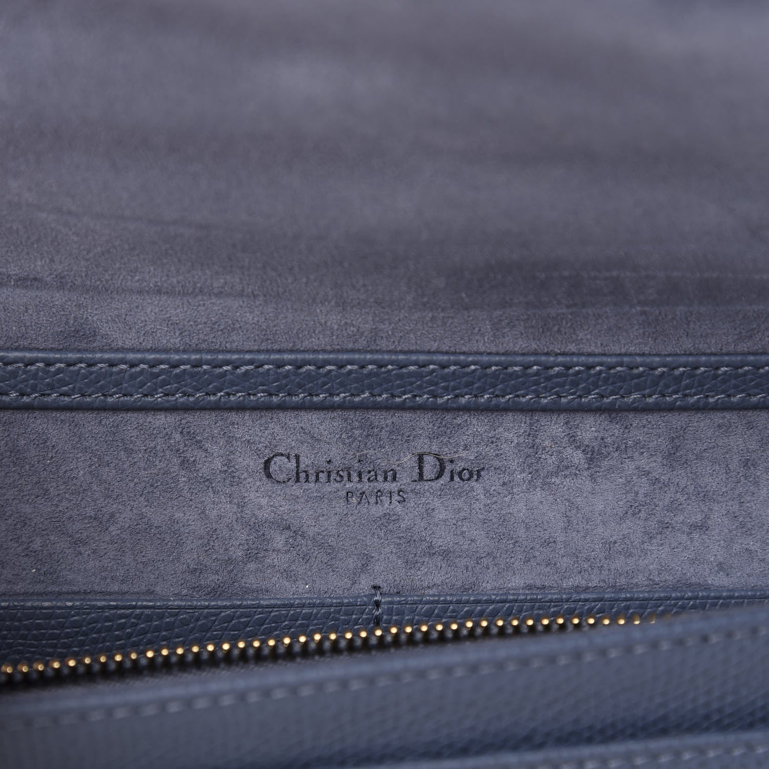 Christian Dior Grained Calfskin Diorama Wallet on Chain Pouch Denim Blue 9 of 11