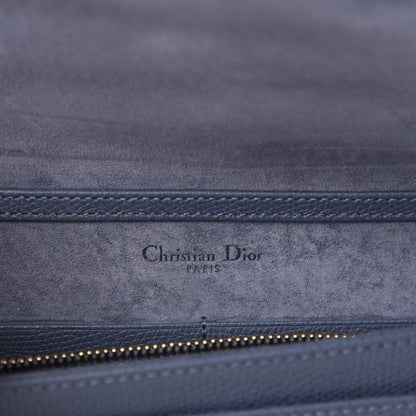 Christian Dior Grained Calfskin Diorama Wallet on Chain Pouch Denim Blue 9 of 11
