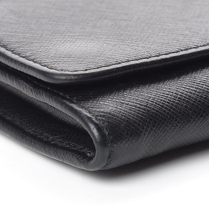 Prada Saffiano Bi-Color Wallet On Chain Black Fuoco 7 of 9