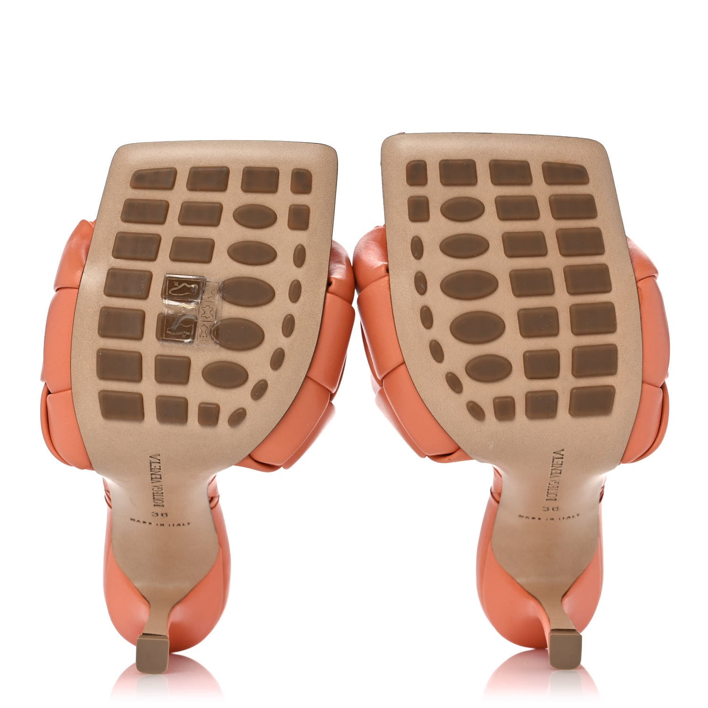Nappa Maxi Intrecciato Lido Mule Sandals 36 Papaya