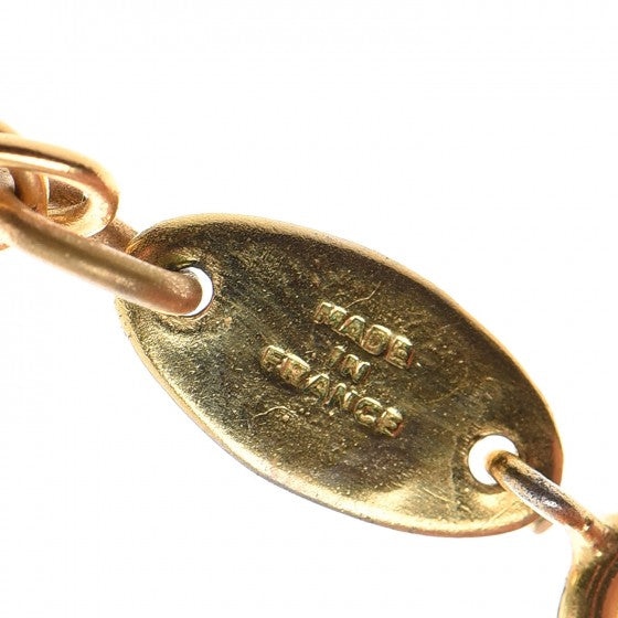 Pearl CC Pendant Necklace Gold
