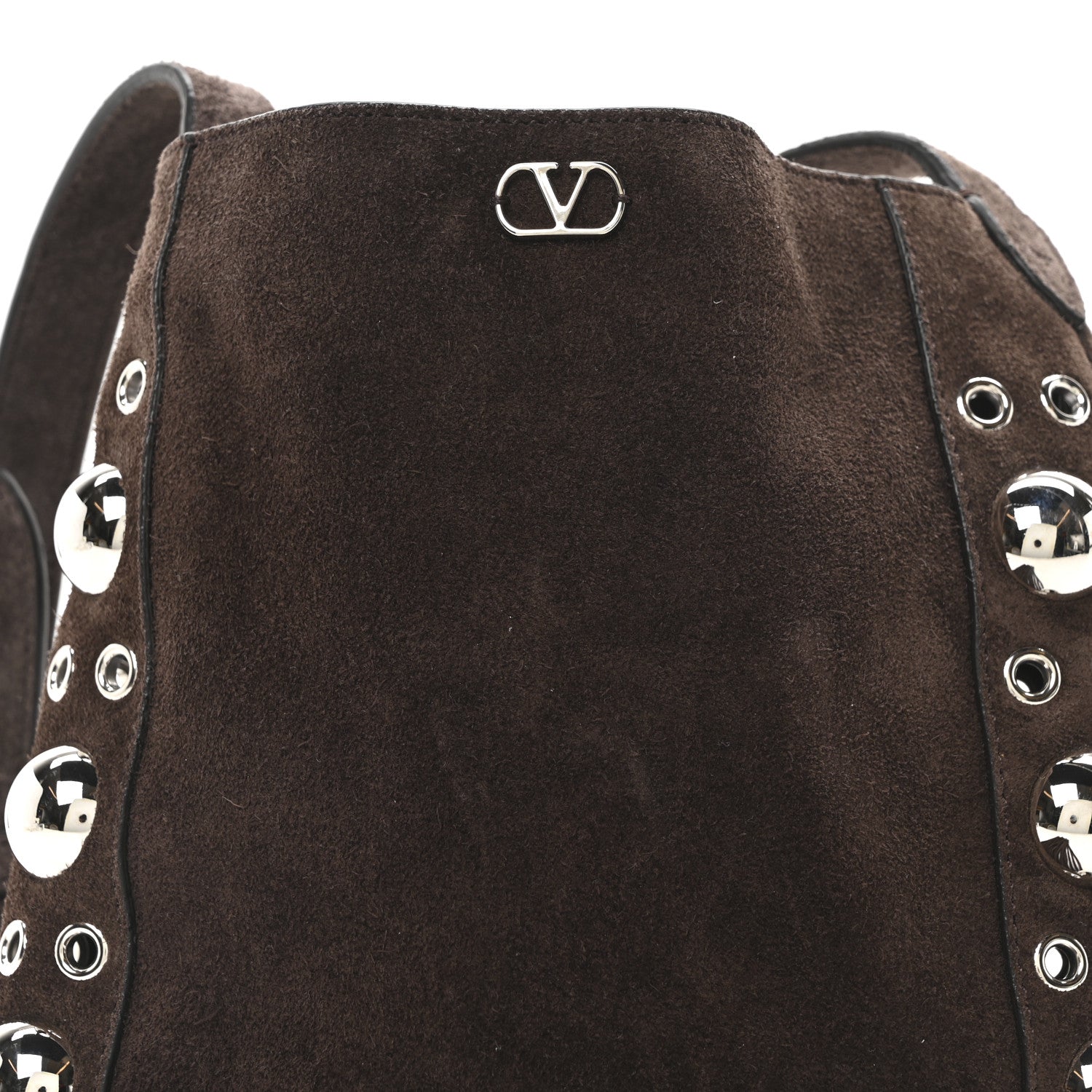 Valentino Garavani Suede Studded Nellcote Fringe Shoulder Bag Brown 7 of 9