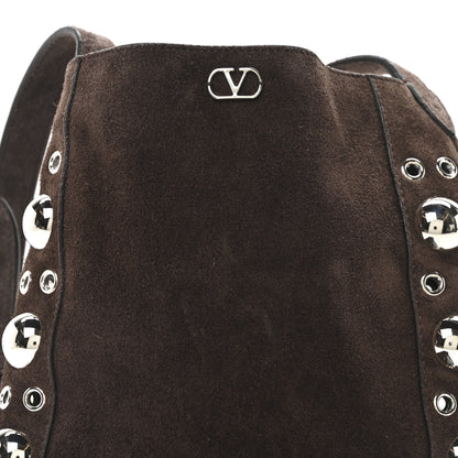 Valentino Garavani Suede Studded Nellcote Fringe Shoulder Bag Brown 7 of 9