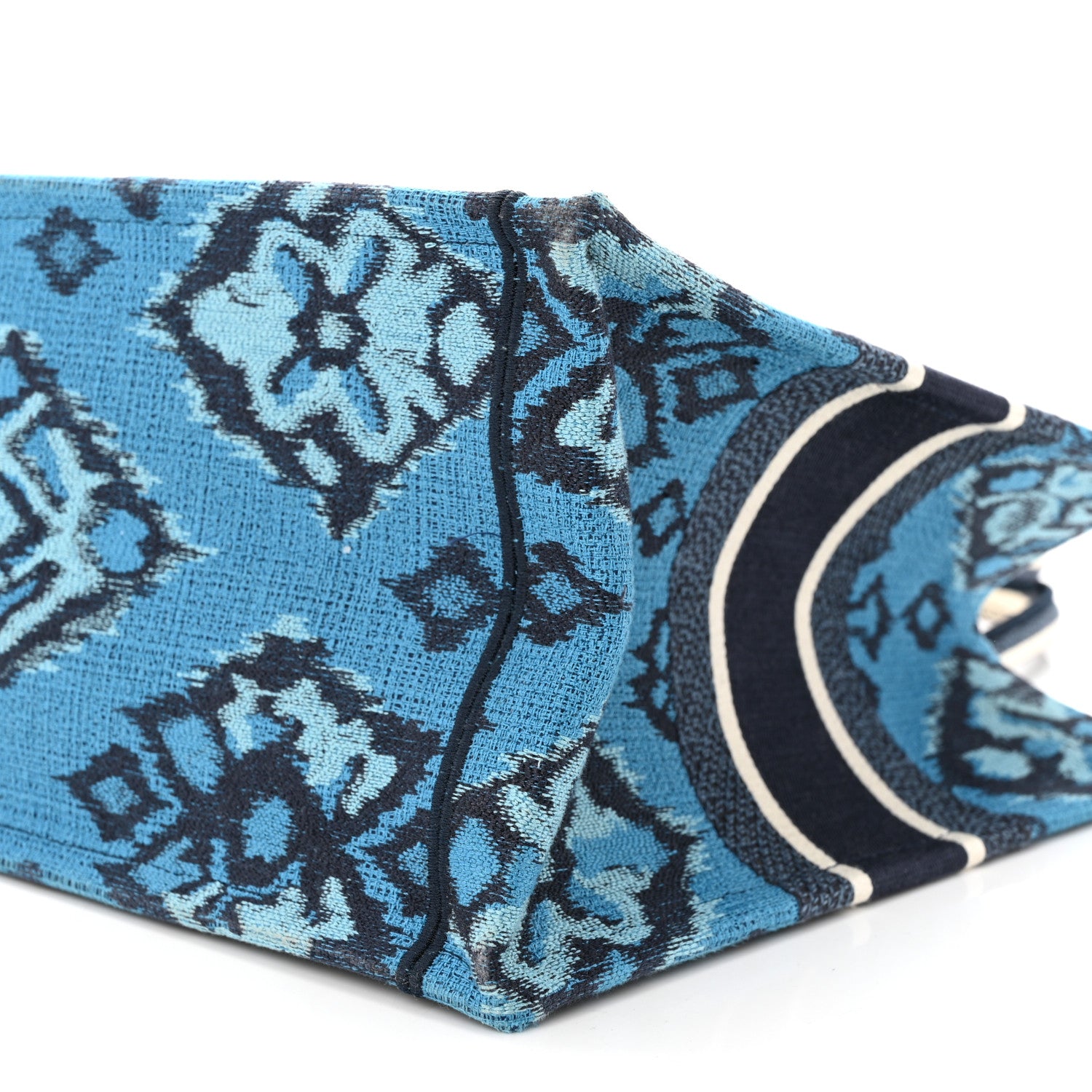 Christian Dior Canvas Embroidered Paisley Medium Book Tote Blue Multicolor 10 of 15