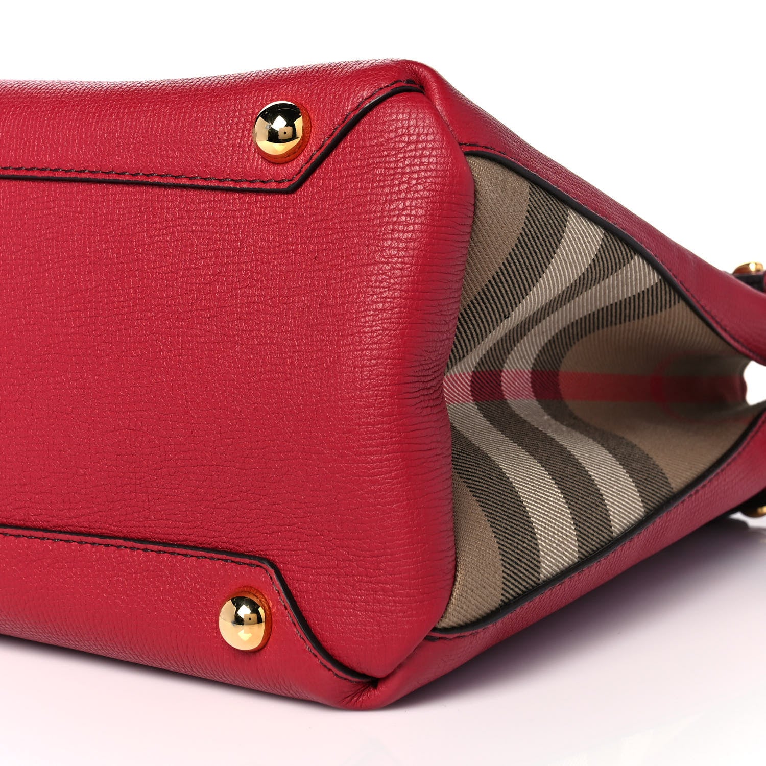 Burberry Grainy Calfskin House Check Medium Banner Tote Red 9 of 9