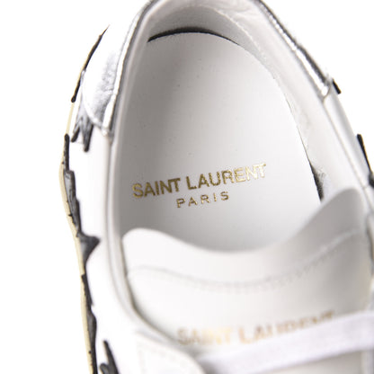 Saint Laurent Calfskin Star Court Sneakers 36 White Black 8 of 11