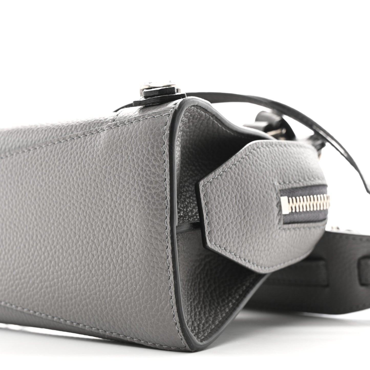 Grained Calfskin Neo Classic Silver Hardware Mini City Dark Grey