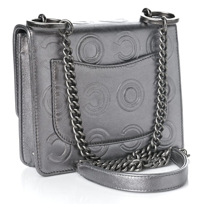 Chanel Metallic Calfskin Cocallover Square Flap Grey 3 of 9