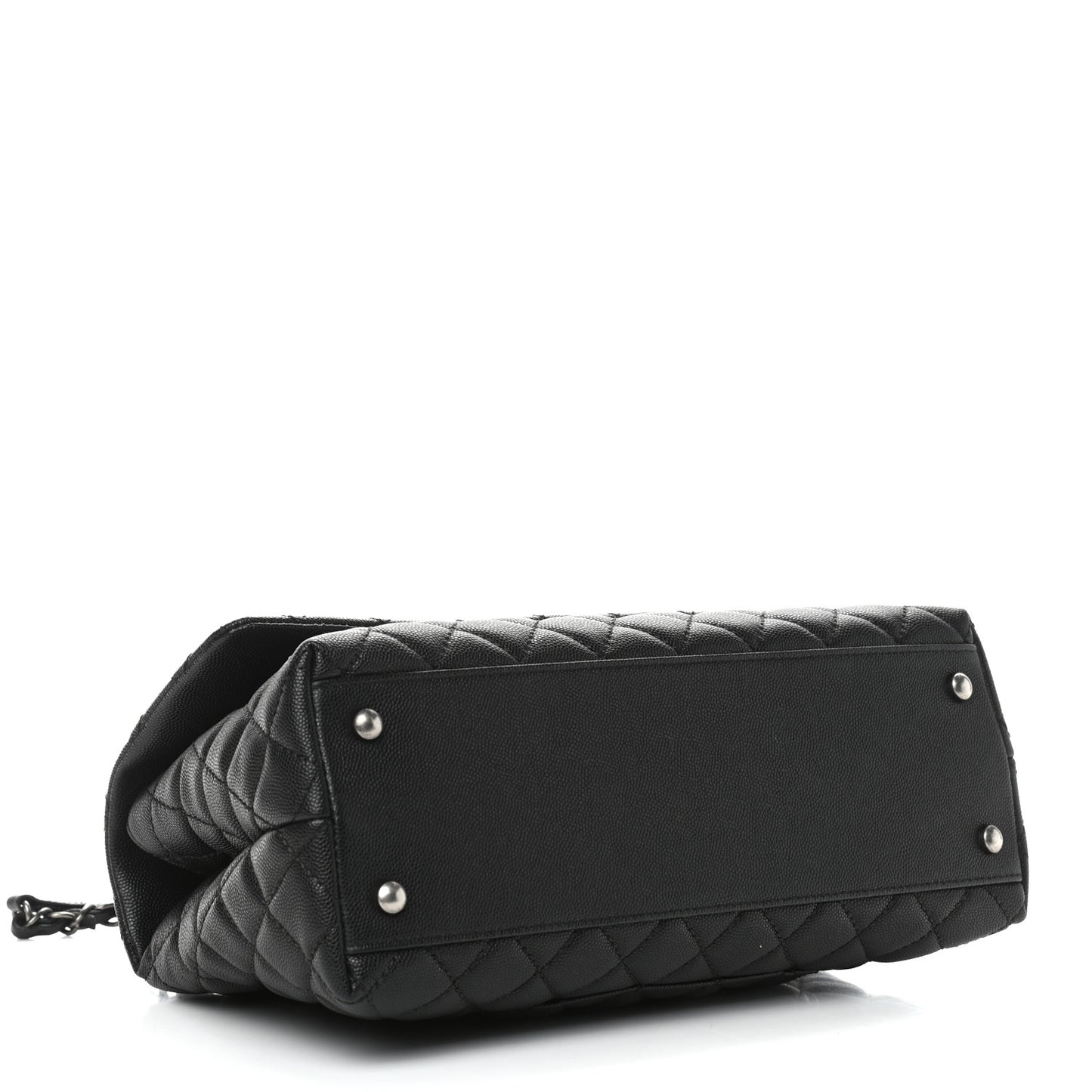 Caviar Lizard Quilted Small Coco Handle Flap Black