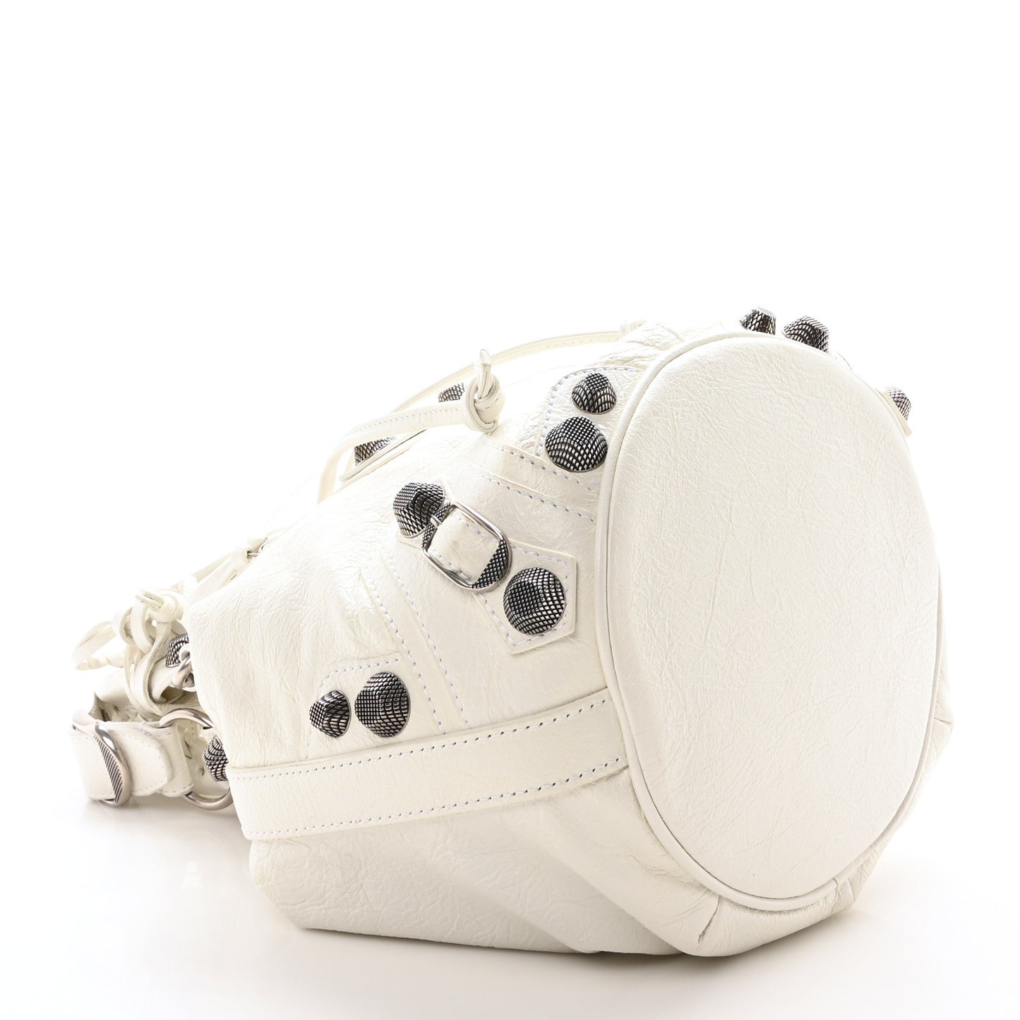 Agneau Arena Small Le Cagole Bucket Bag Optic White