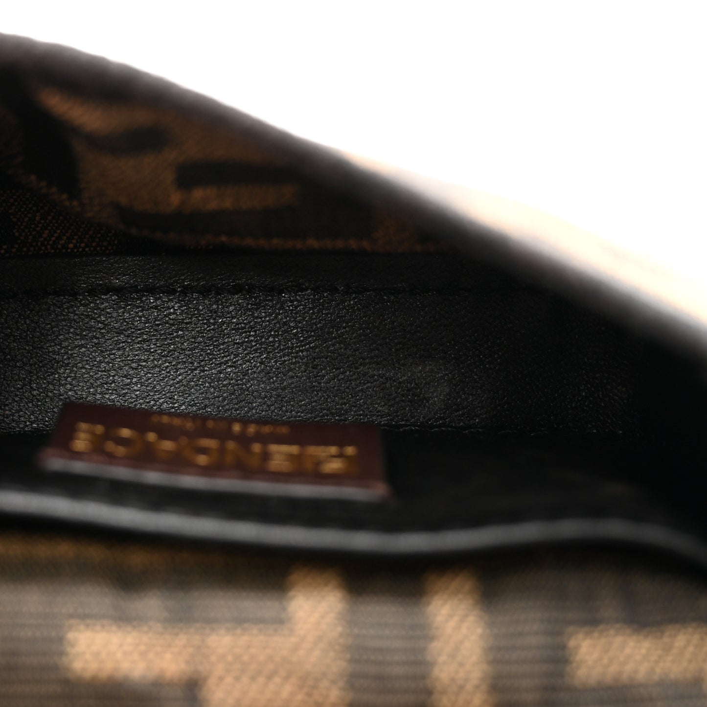 X VERSACE Fabric Jacquard Fendace FF Nano Brooch Baguette Tobacco Black