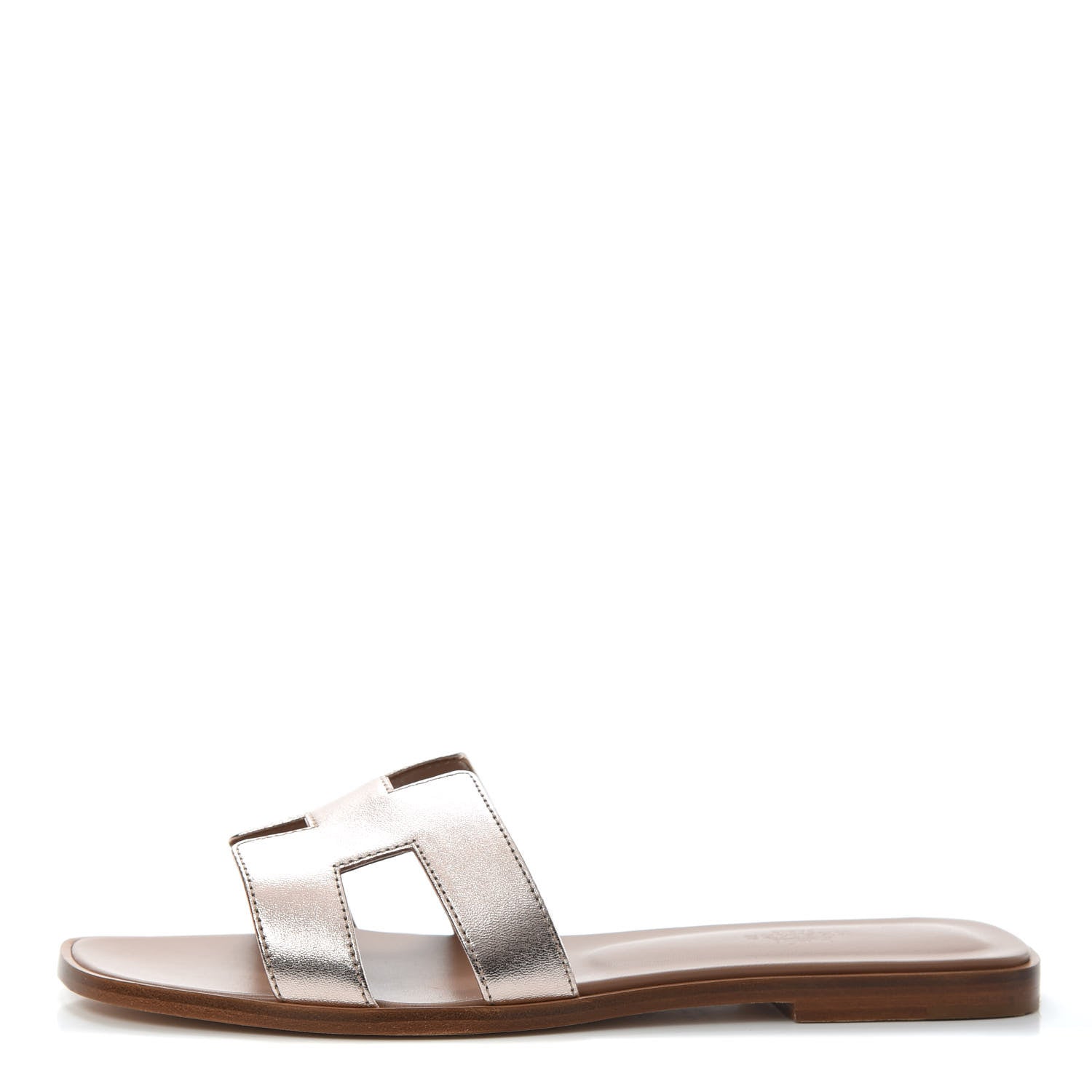 Hermes Metallic Nappa Oran Sandals 40 Rose Dore 1 of 7