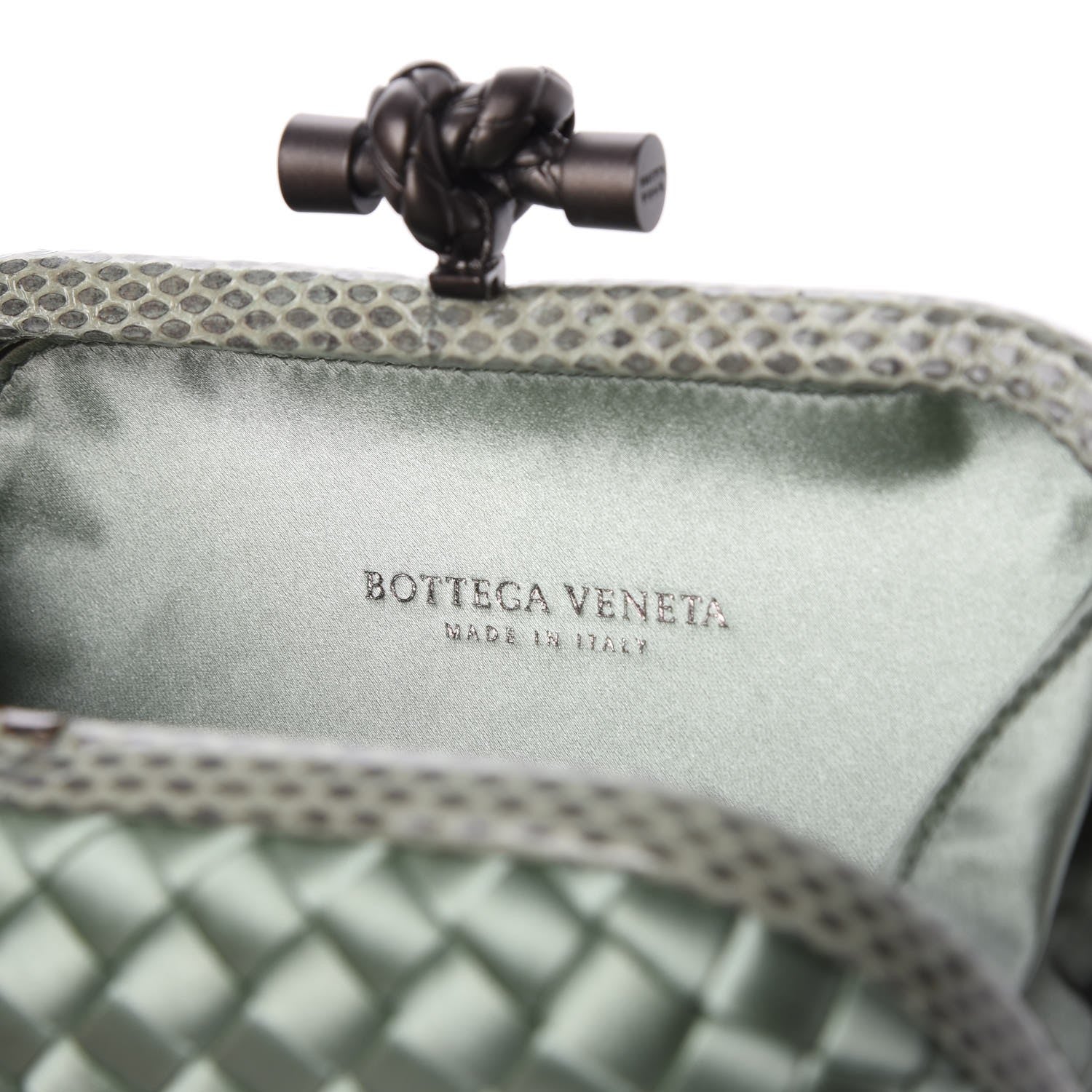Bottega Veneta Satin Intreccio Impero Ayers Knot Clutch Green 6 of 6