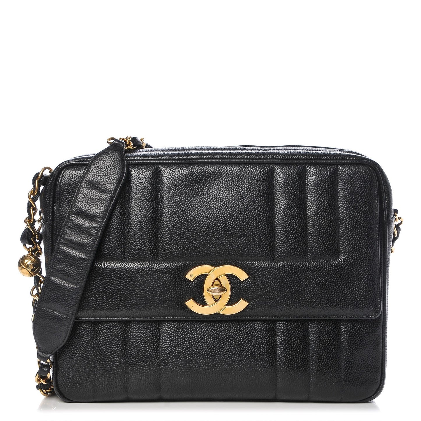 Caviar Vertical Quilt Camera Bag Black