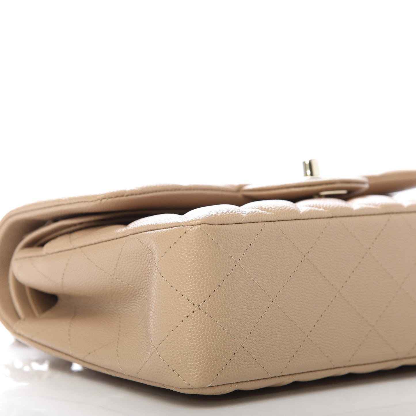 Caviar Quilted Small Double Flap Beige