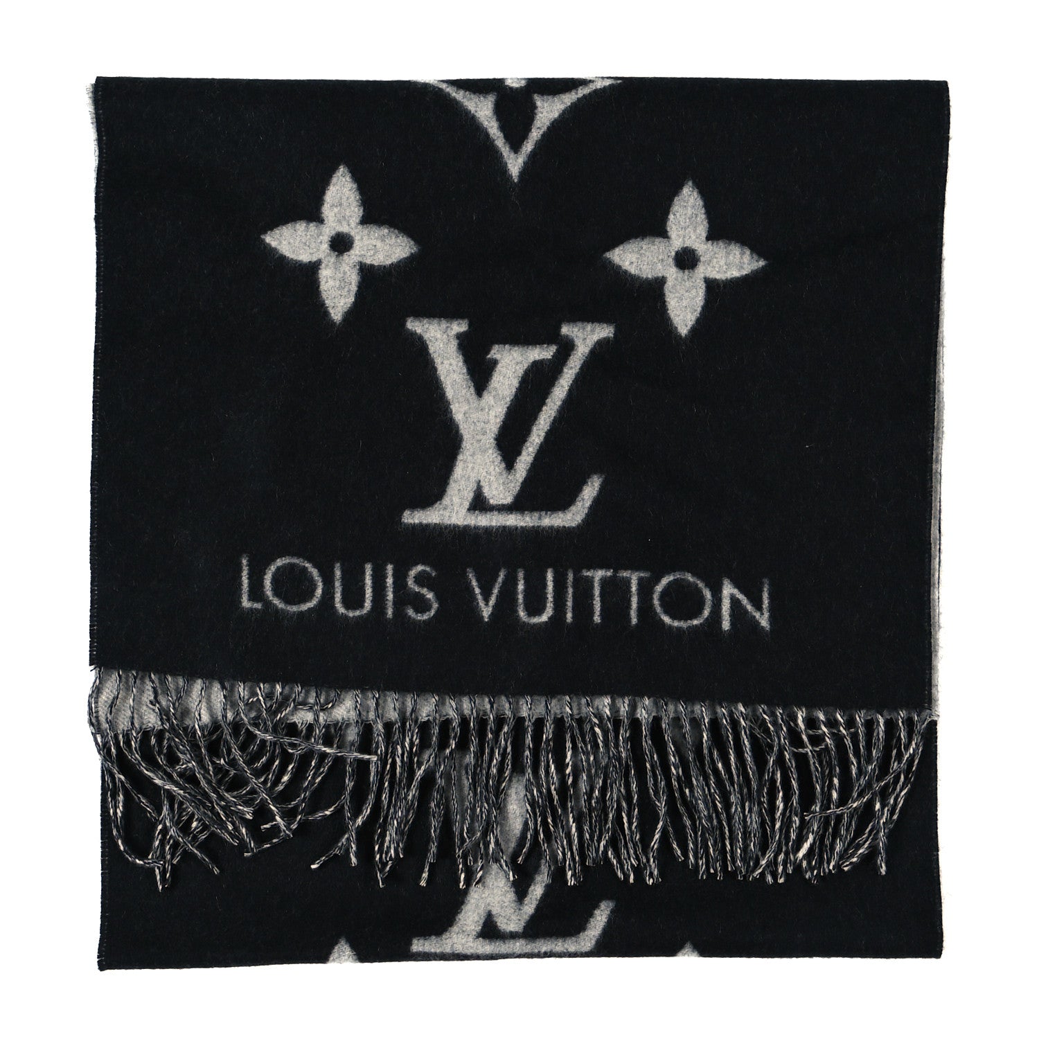 Louis Vuitton Cashmere Monogram Reykjavik Scarf Black 2 of 4