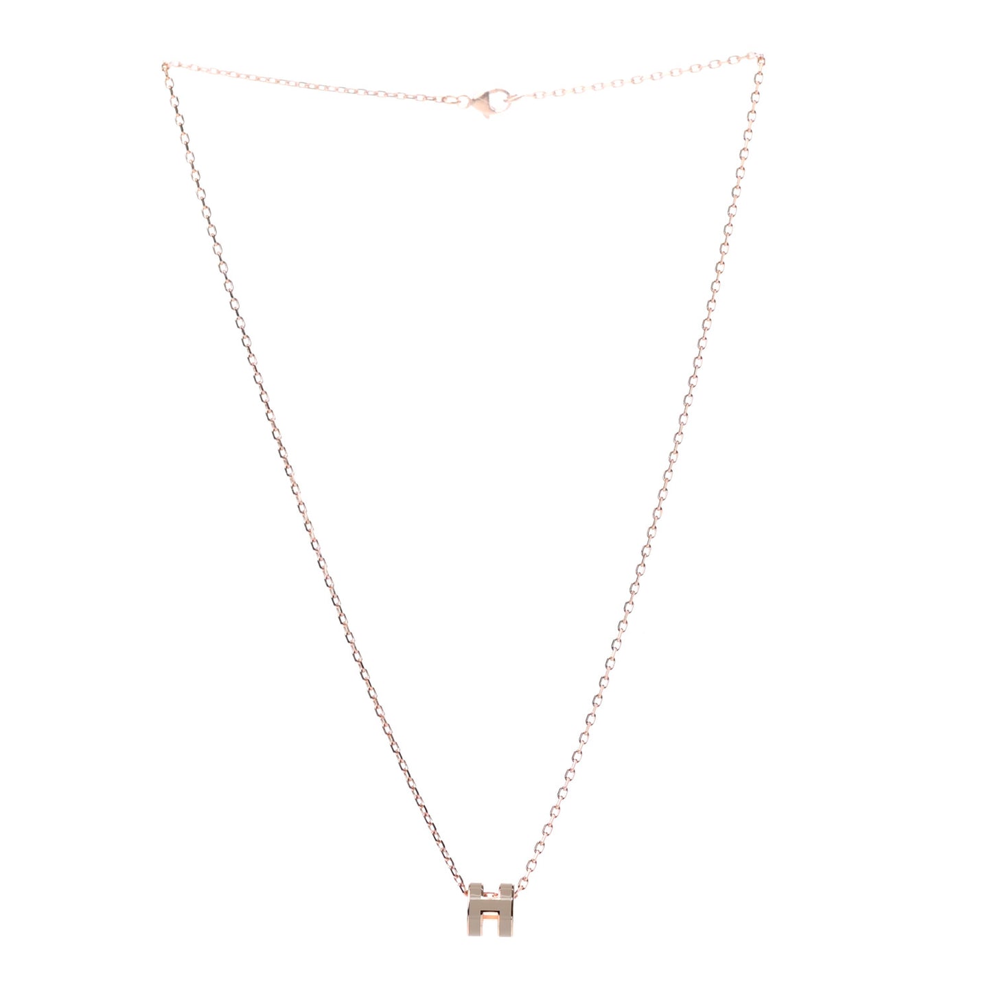 Lacquered Rose Gold Mini Pop H Pendant Necklace Marron Glace