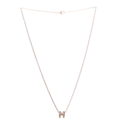 Hermes Lacquered Rose Gold Mini Pop H Pendant Necklace Marron Glace 3 of 5