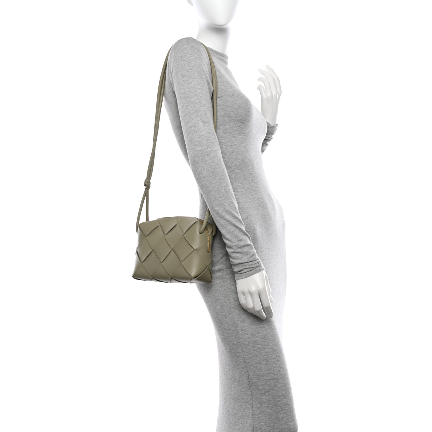 Lambskin Maxi Intreccio Small Cassette Camera Bag Travertine
