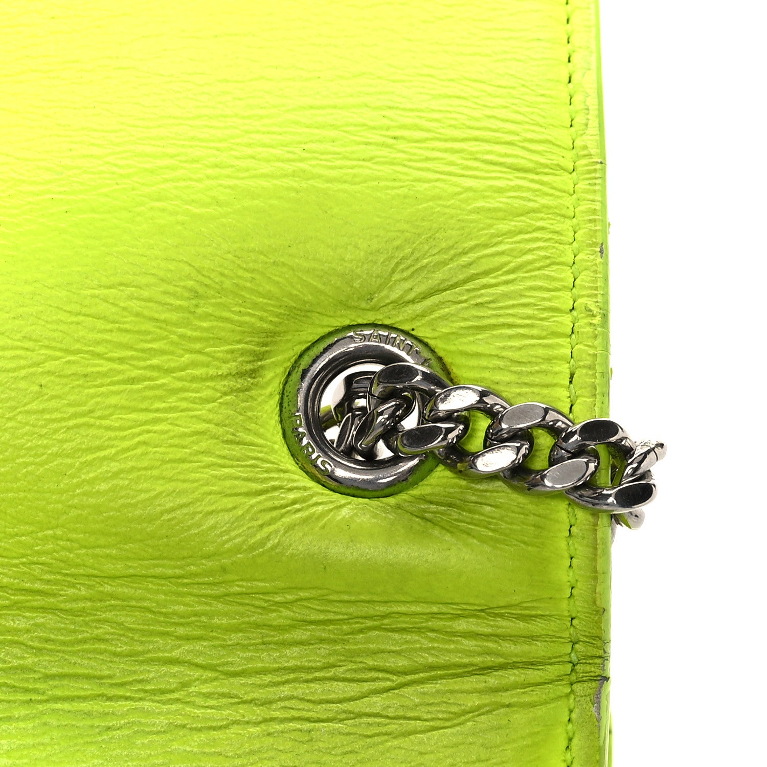 Saint Laurent Smooth Calfskin Small Monogram Kate Satchel Neon Yellow 16 of 16