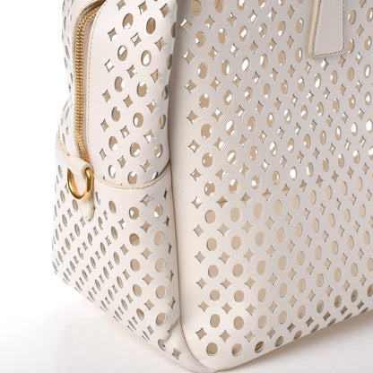 Prada Saffiano Perforated Zip Around Tote Talco 7 of 17