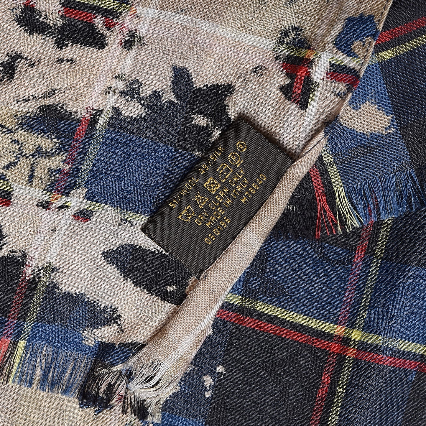 Wool Silk Plaid Printed Scarf Multicolor