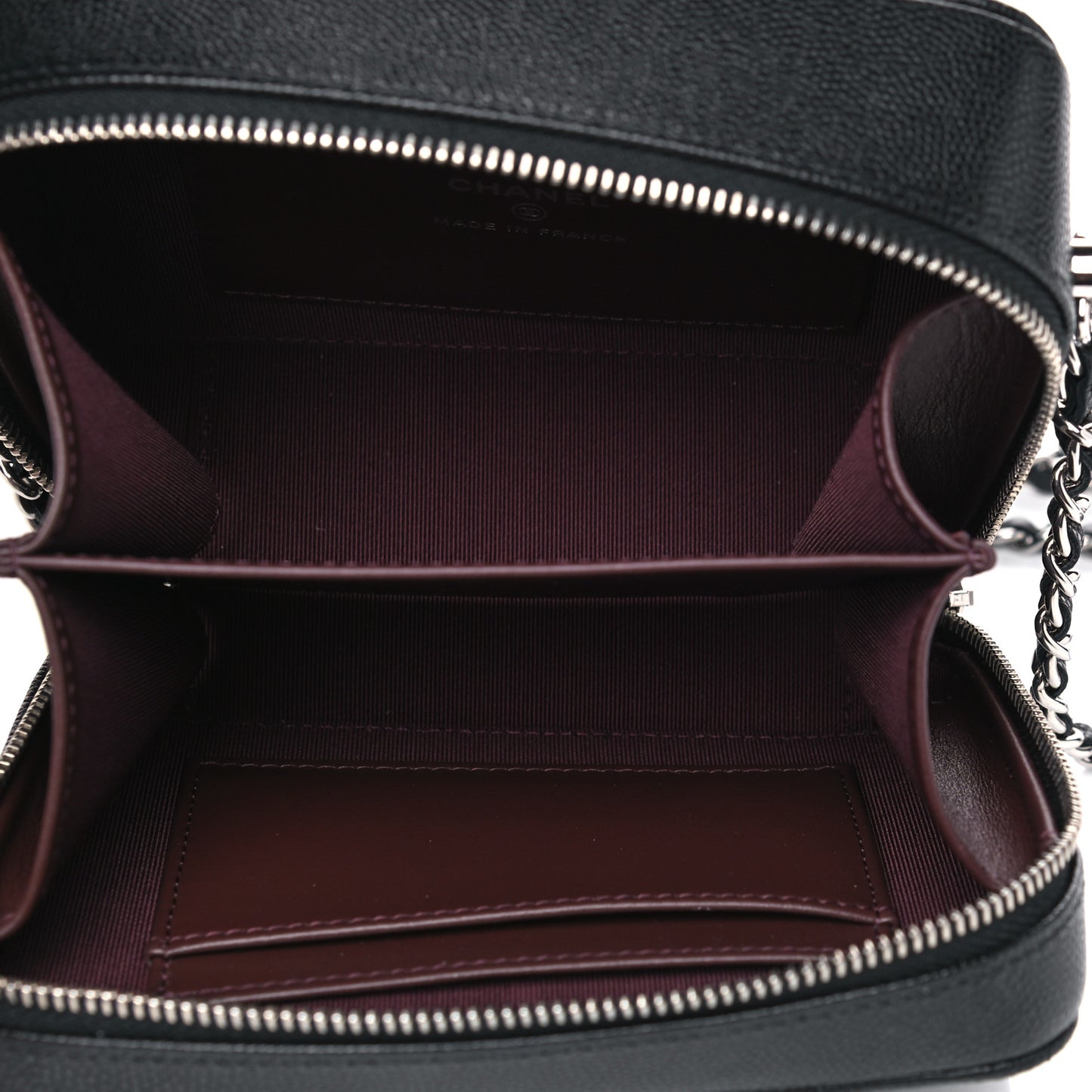 Caviar Quilted CC Vanity Case With Chain Black