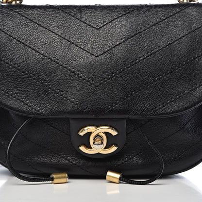 Chanel Calfskin Chevron Stitched Flap Black 10 of 11
