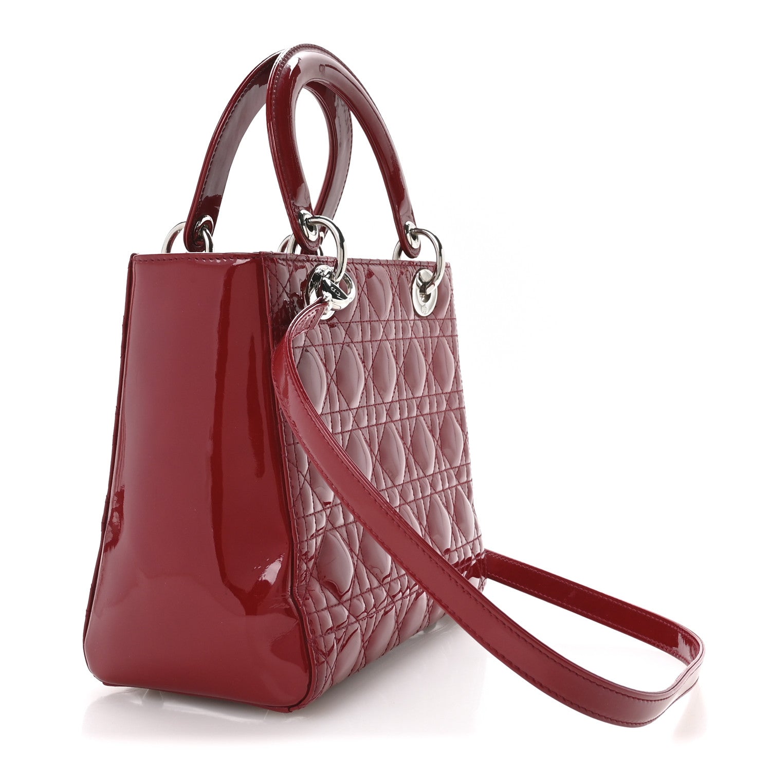 Christian Dior Patent Cannage Medium Lady Dior Red 3 of 11