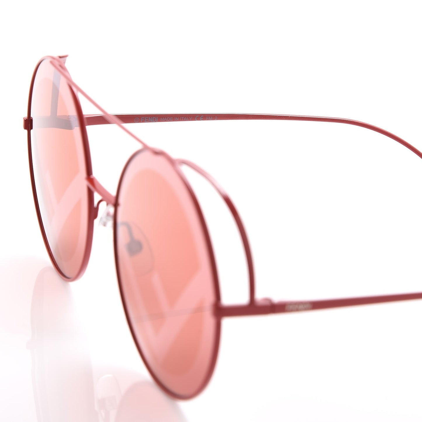 Metal F is Fendi Printed Run Away Round Frame Sunglasses FF 0285/S Red