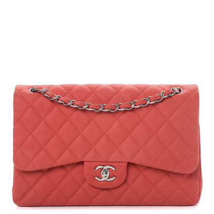 Chanel Iridescent Caviar Quilted Jumbo Double Flap Coral 1 of 15