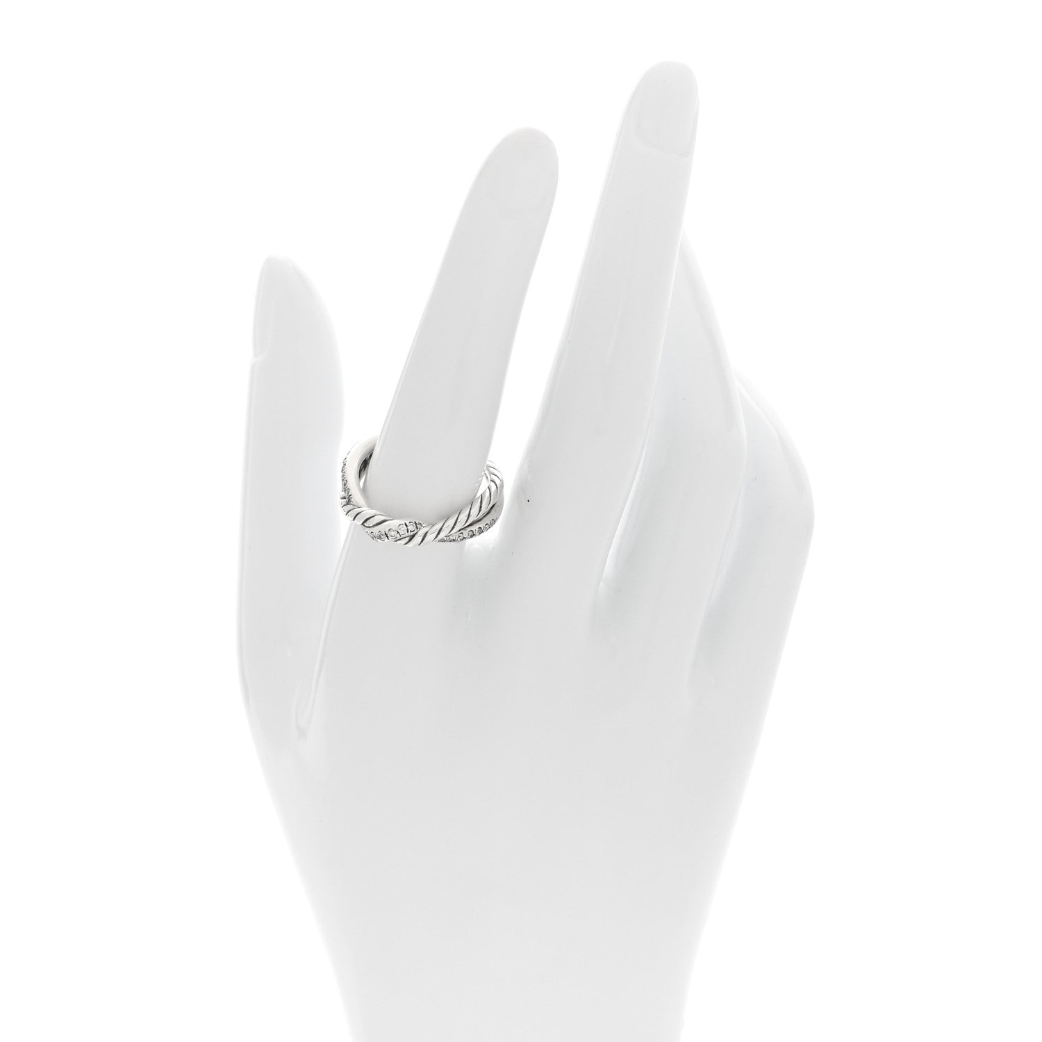 David Yurman Sterling Silver Diamond Continuance Band Ring 56 7.5 2 of 4